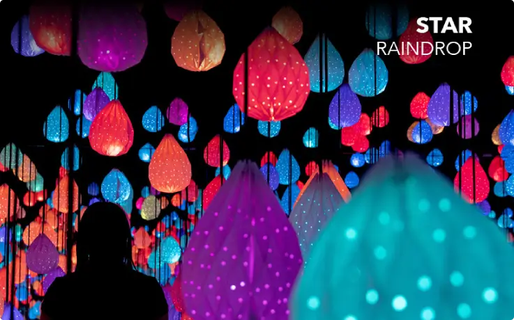 Colorful rain drop sculptures at the Gangneung Arte Museum.