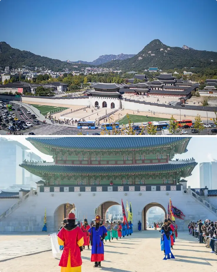 Royal Guard Changing Ceremony at Gyeongbokgung Palace in Seoul.