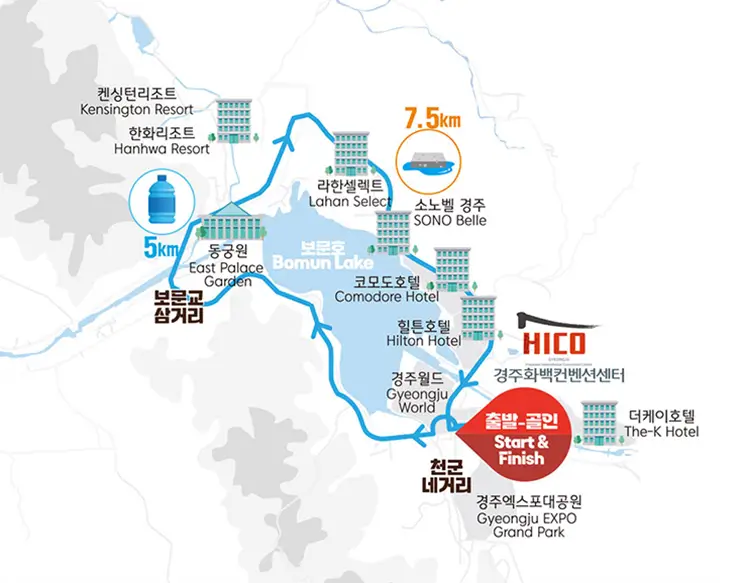 Gyeongju Cherry Blossom Marathon 10K course