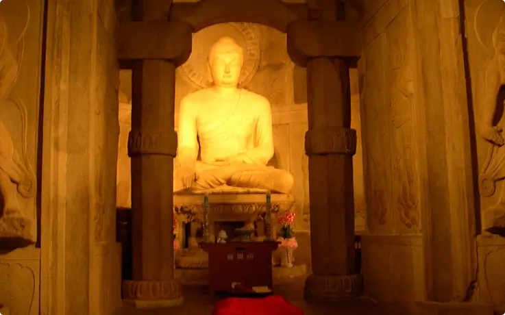 Buddha statu inside the Seokguram Grotto in Gyeongju.