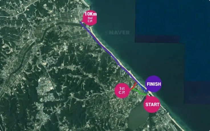 10K course map of Gangneung Gyeongpo Marathon