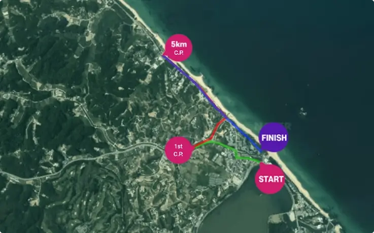 4.7K course map of Gangneung Gyeongpo Marathon
