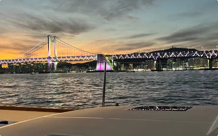 Gwangan Bridge view from the private yacht in Busan