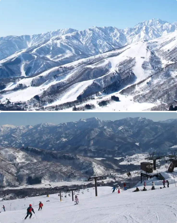 Panoramic mountain view of Hakuba Happo-one Ski Resort, Nagano.