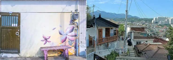 Colorful murals in Ihwa Mural Village.