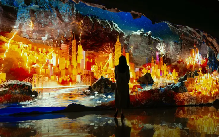 A woman enjoying exhibitions at Yongpyong INART