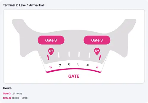 Incheon Airport Terminal 2 LG U+ Booth map
