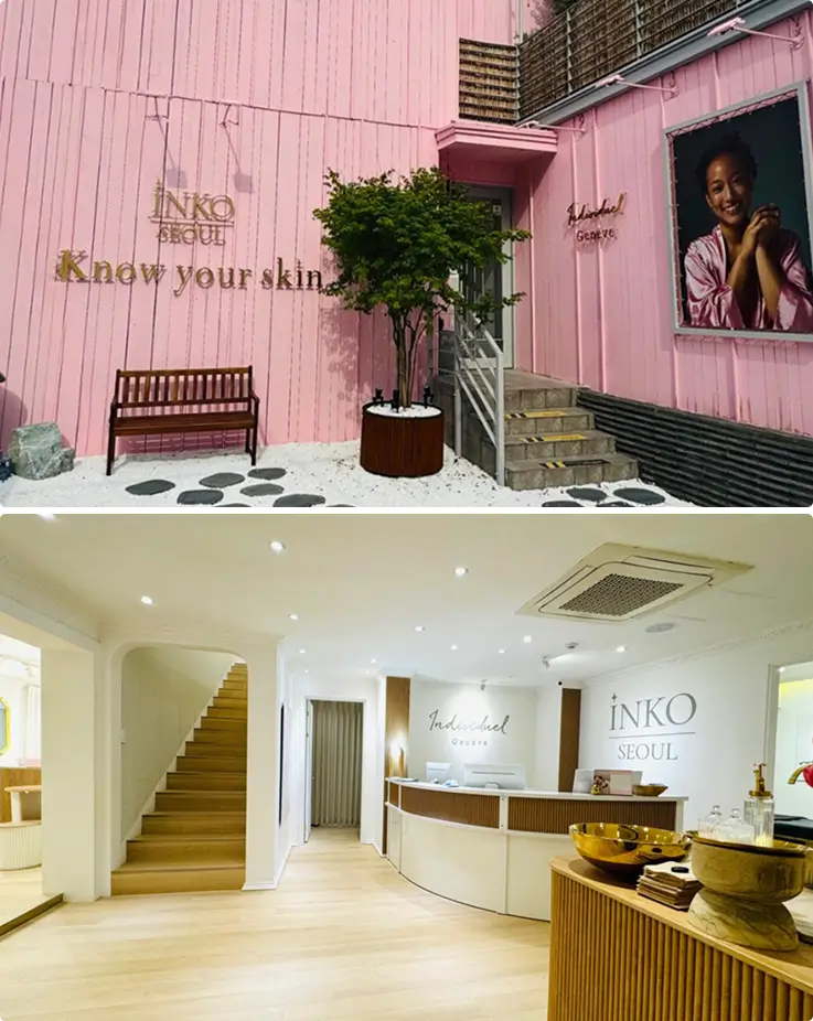 Customers receiving an AI digital skin analysis using various devices.