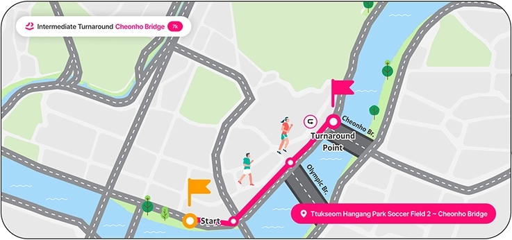 Intermediate running course map of My Pace Hangang Triathlon