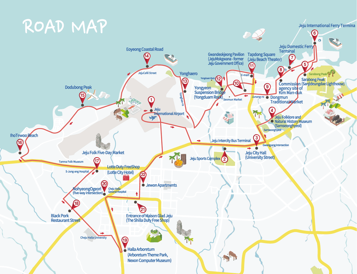 Jeju City Tour Bus Hop On Hop Off 1 Day Pass Trazy Korea S 1   Jeju City Tour Bus Road Map 2019 