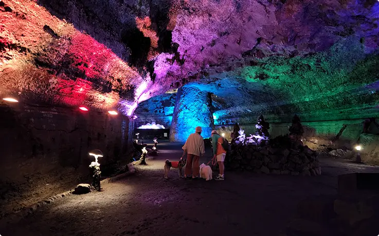 Cave illuminated at Jeju Ilchul Land