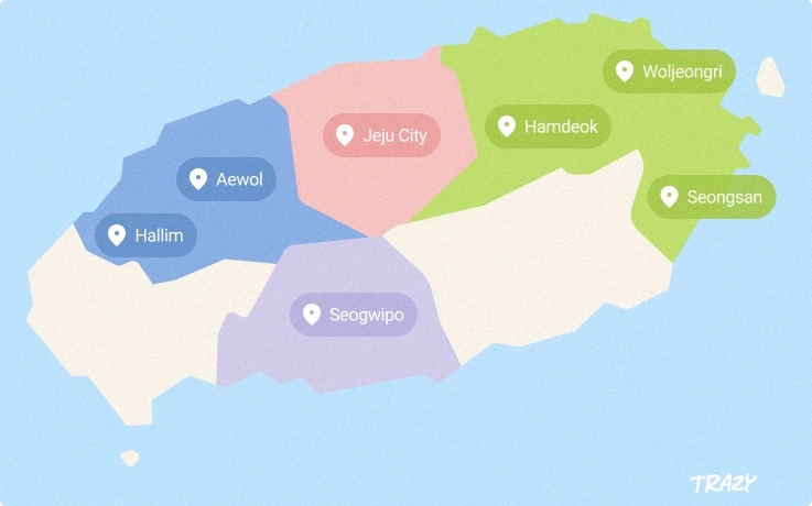pickup and drop off location map in Jeju