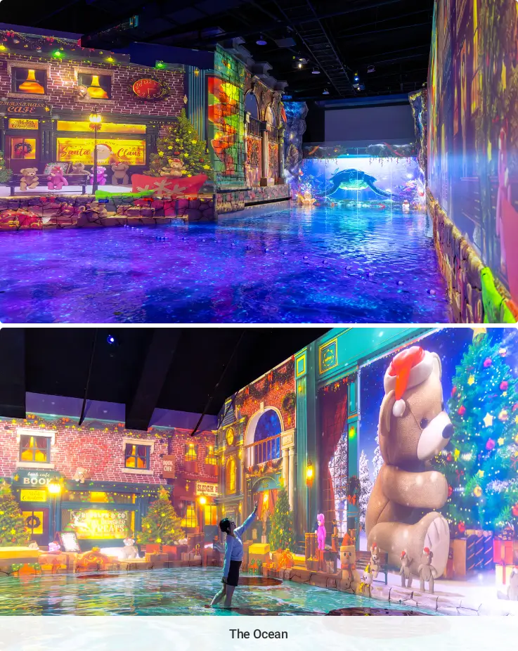 Interactive water-themed installation inside Water World Jeju.