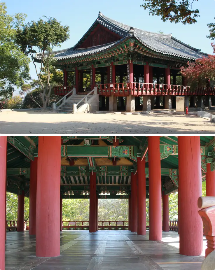 Omokdae Pavilion near Jeonju Hanok Village.