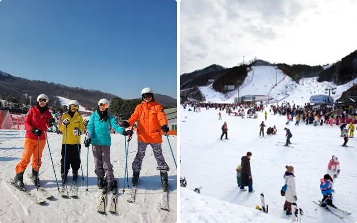 Visitors skiing at Jisan Ski Resort