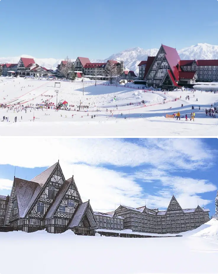 Hotel Green Plaza Joetsu next to Joetsu Kokusai Ski Resort with snow-covered surroundings