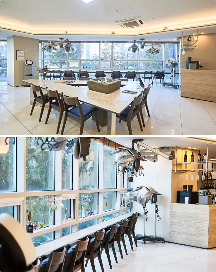 Modern interior of JUNO HAIR Gangseo-gu office branch.