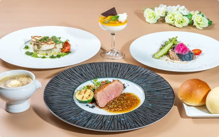Winter course featuring duck and seasonal ingredients on the Kobe Cruise.
