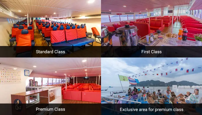 Seating area of the ferry from/to Krabi and Phi Phi Islands