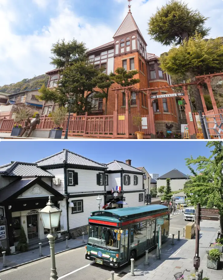 Western-style historic houses along the streets of Kitano Ijinkan-Gai, Kobe.