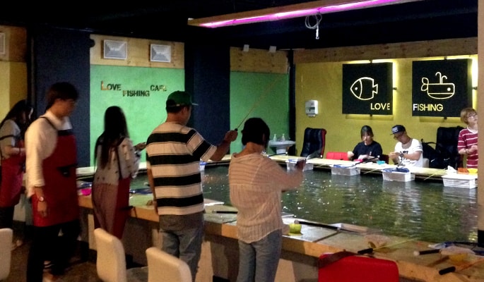 Indoor Fishing Cafe in Hongdae