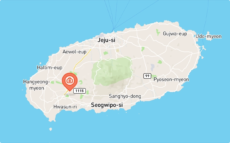 Location of Hello Kitty Island in Jeju Island