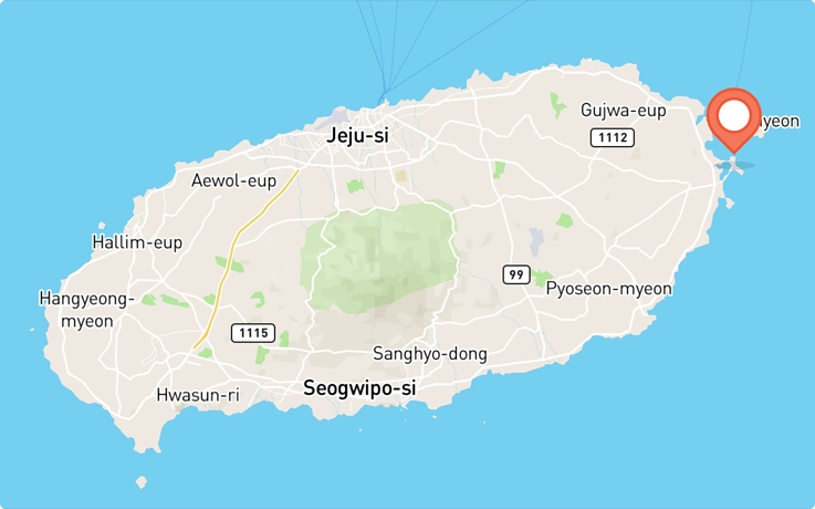 Location of Seongsan Scuba Resort in Jeju Island