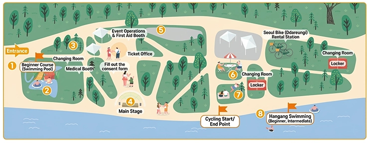 Map of My Pace Hangang Triathlon Festival for beginner and intermediate course