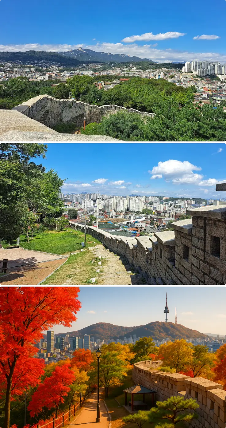 Scenic fortress walls of Naksan Park in Seoul
