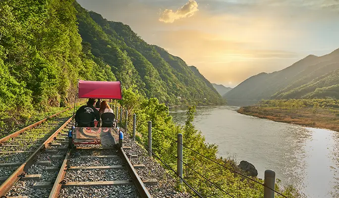 Seoul Vicinity: Nami Island + Gangchon Rail Bike + Strawberry Picking (+ Eobi Ice Valley) 1 Day Tour
