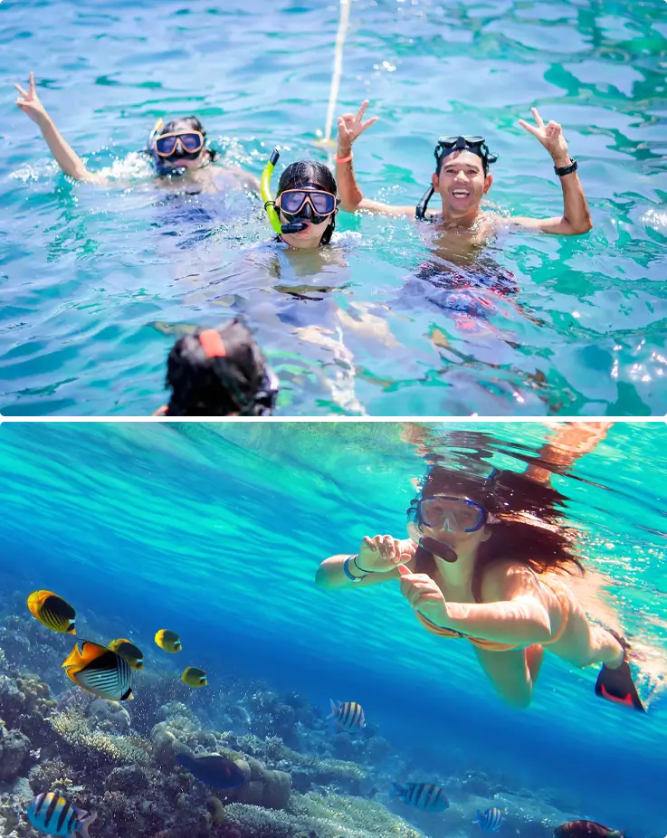 Visitors at the Khai Islands snorkeling