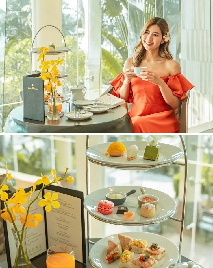 Visitor enjoying afternoon tea set at InterContinental Pattaya Resort