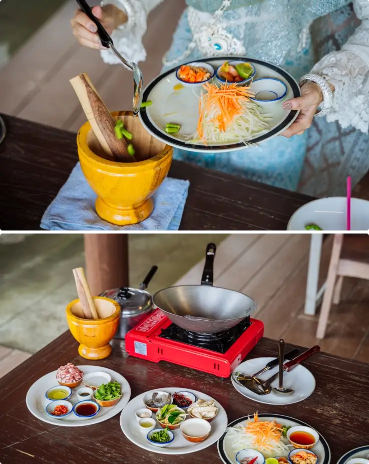 Visitors participating at cooking class in Ancient city