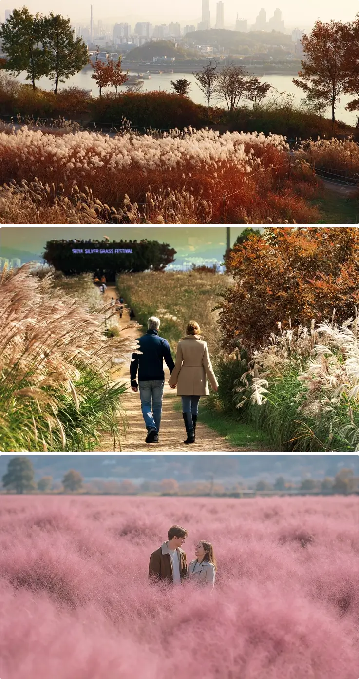 Haneul Park with silver grass and pink muhly