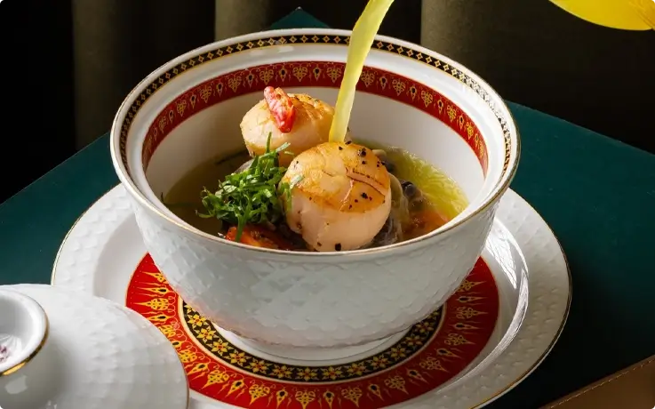 Soup served at Apsara Cruise by Banyan Tree Bangkok