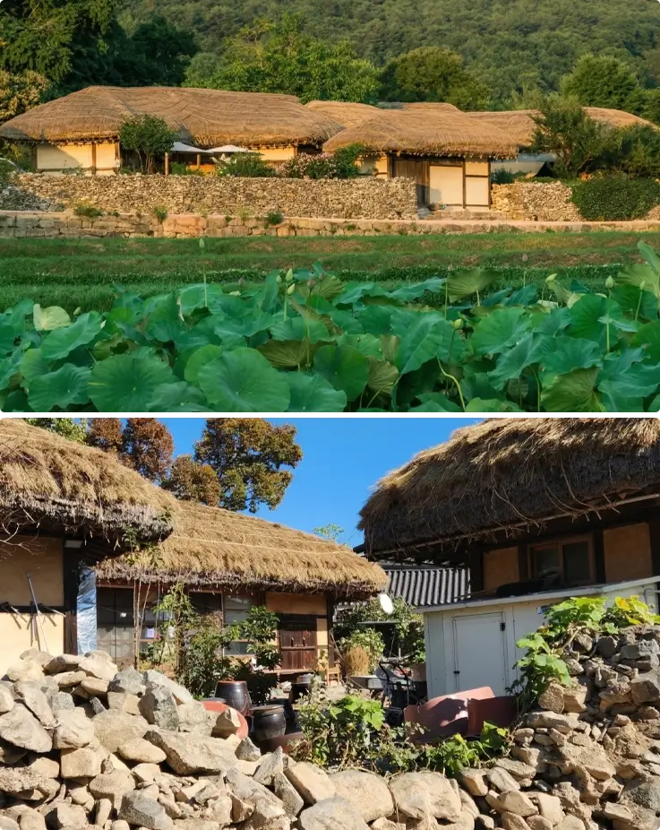 Traditional Korean hanok houses at Oeam Folk Village in Asan