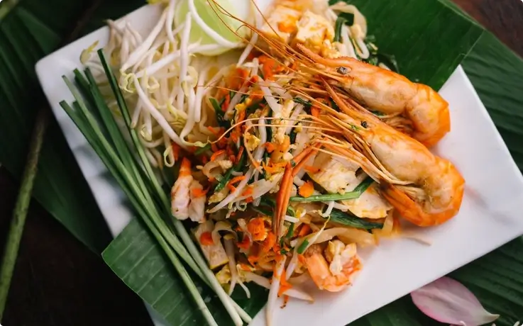 Pad Thai made at Baan Farm Thai Cooking School