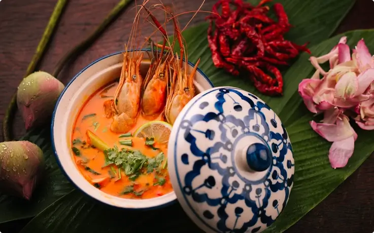 Tom Yum Goong made at Baan Farm Thai Cooking School