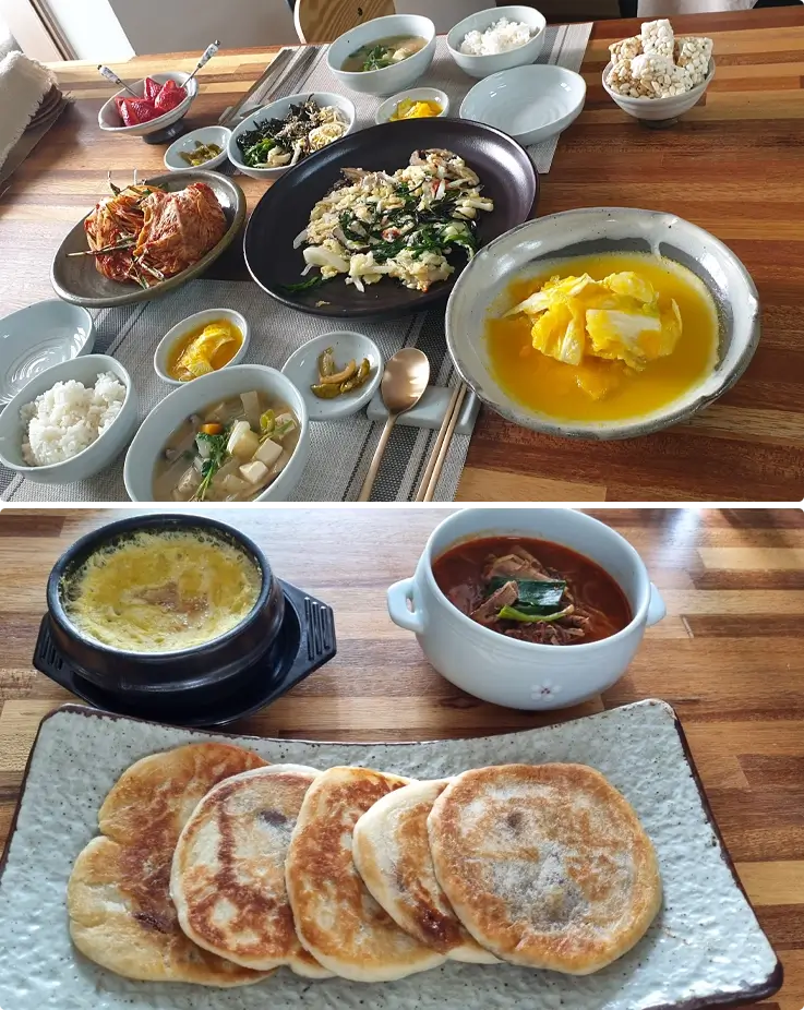 Food prepared during a Korean cooking class in Busan
