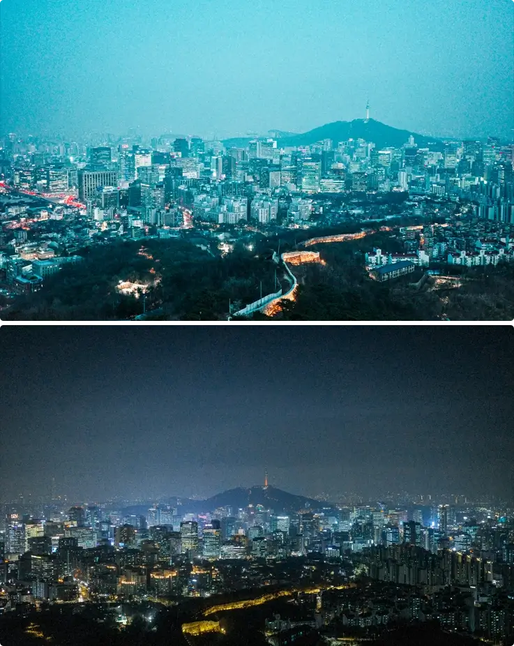 Night views from Inwangsan Mountain