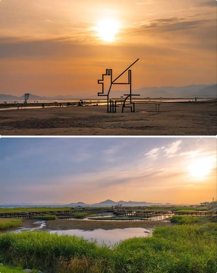 Sunset views in Dadaepo Beach in Busan