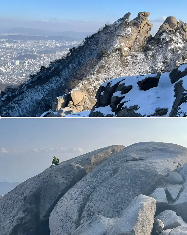 Bukhansan National Park hiking in winter