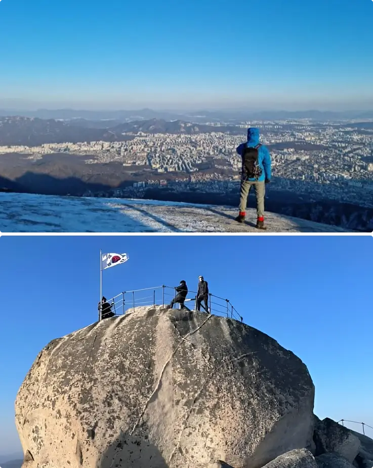 Bukhansan National Park hiking in winter