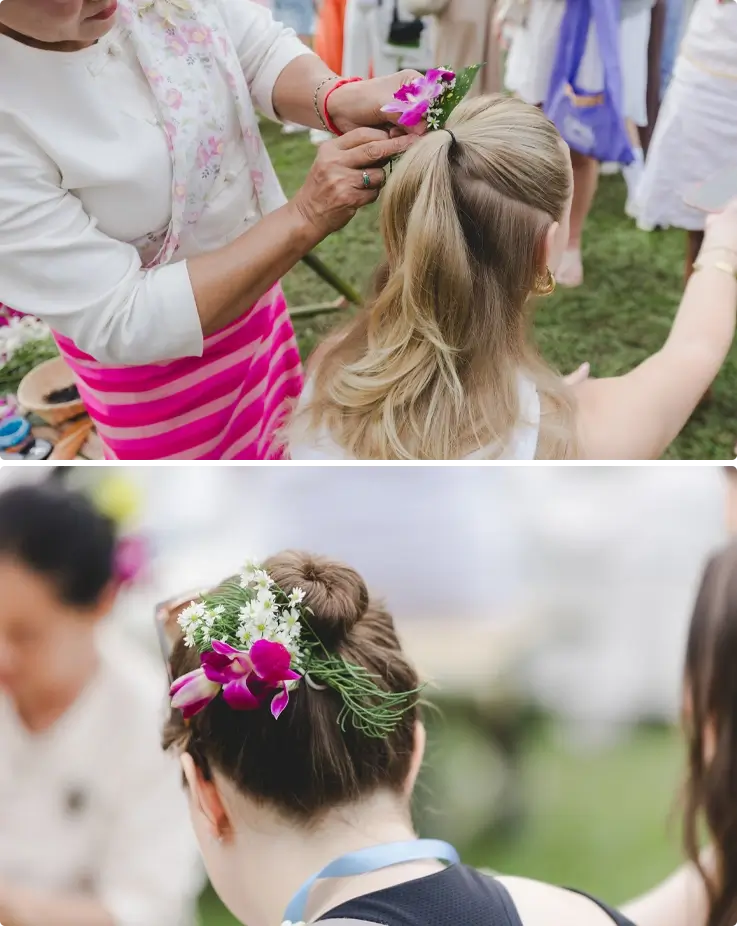 Flower hairstyling experience at Chiang Mai Heritage Lantern Festival