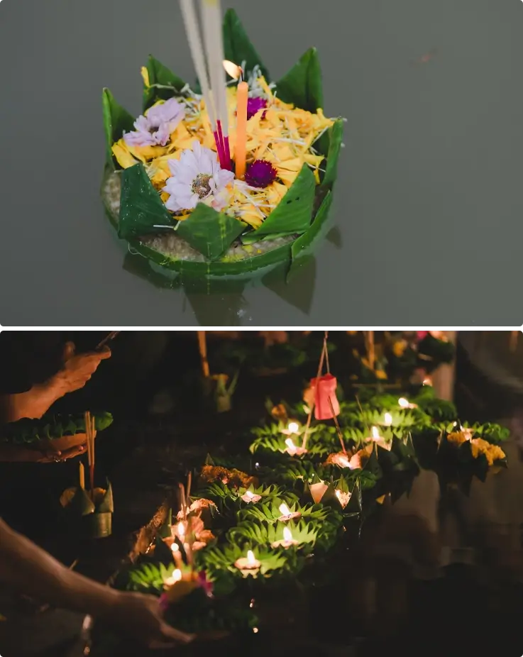 Floating kratongs at Chiang Mai Heritage Sky Lantern Festival