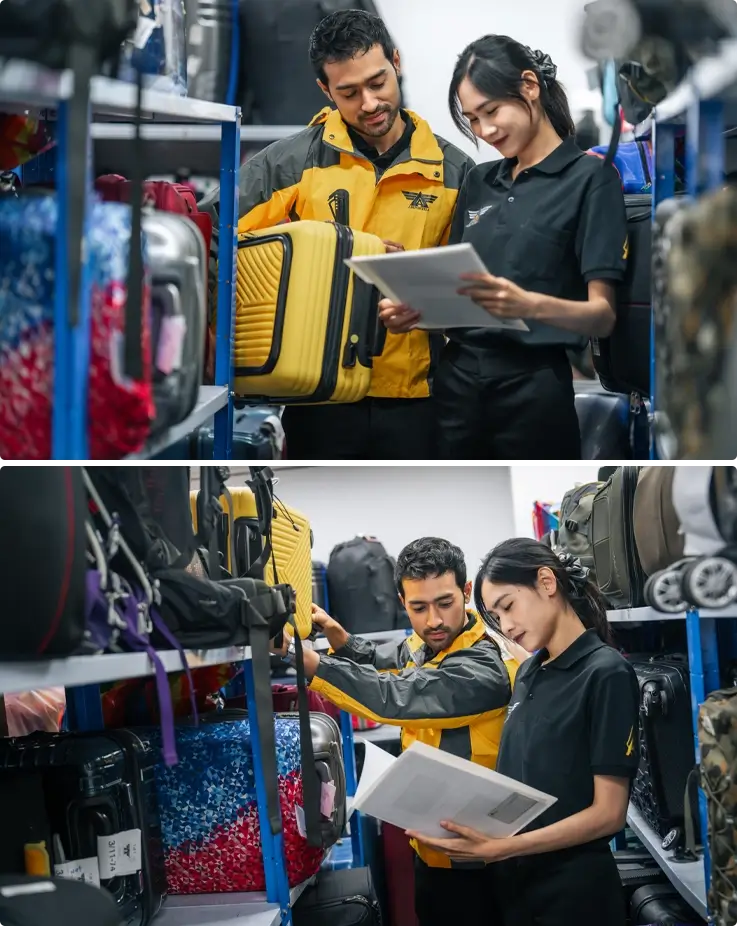 Airportels staff checking the luggage details for delivery service in Chiang Mai