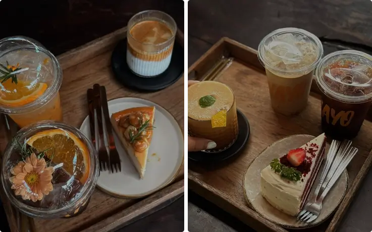 Drinks and cake at YAYO Farm in Chiang Rai