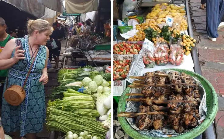 Street vendors at Maeklong Railway Market