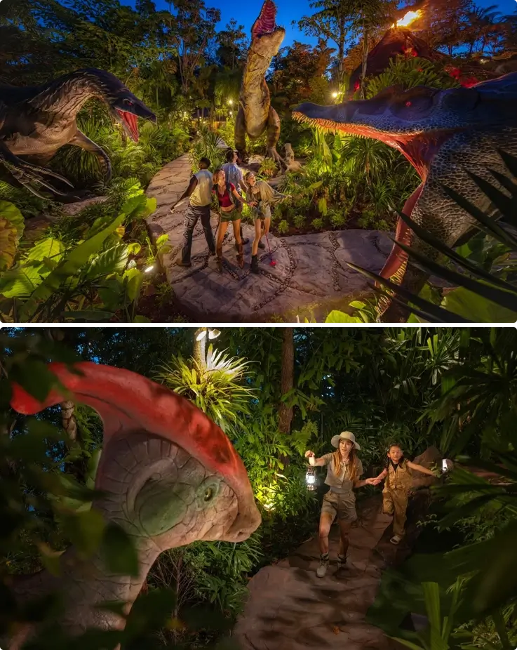 Visitors exploring dinosaurs at the Phuket Dino Park