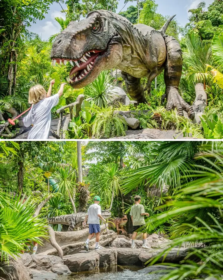 Visitors playing mini golf at Phuket Dino Park